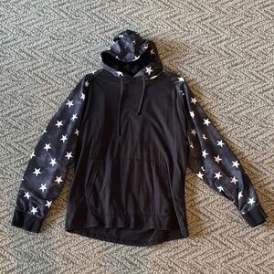 Black Hoodie with Star Patterned Sleeves
